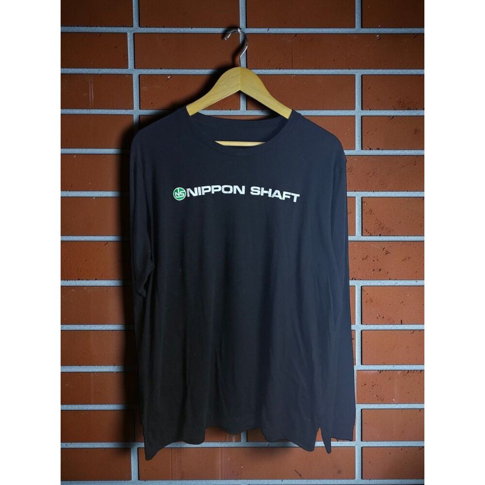 Nippon Shaft Golf Long Sleeve Black Performance Shirt Men's Large Logo Tee